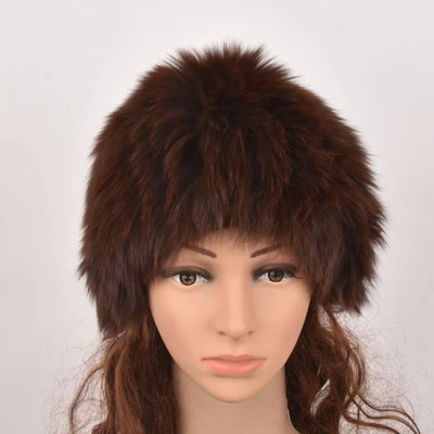 CAMEL Из натуральной черно-бурой лисицы меховая шапка женская зимняя вязаная шапочка Женская шапка из лисьего меха Bomber Hat Женская Ушная теплая зимняя должна - Цвет: CAMEL