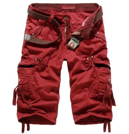 2018 New Summer Men's Casual Loose 3/4 Cargo shorts Multi Pocket Military Shorts Trouser Big Size 29-38