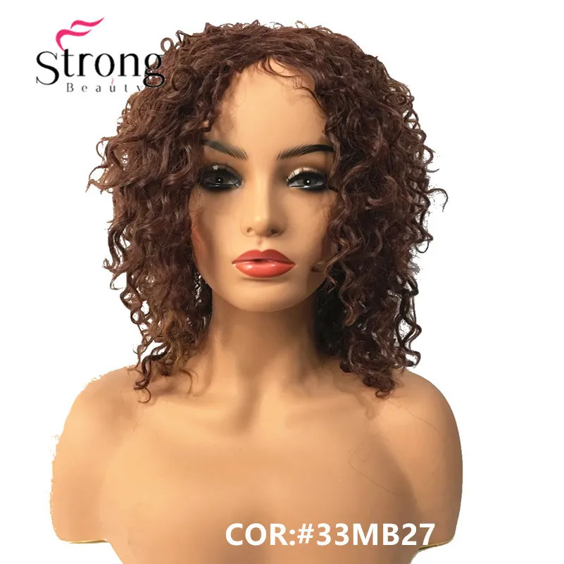 StrongBeauty короткие коричневые основные Омбре кудрявые афро Высокая Тепло ОК полный синтетический парик парики