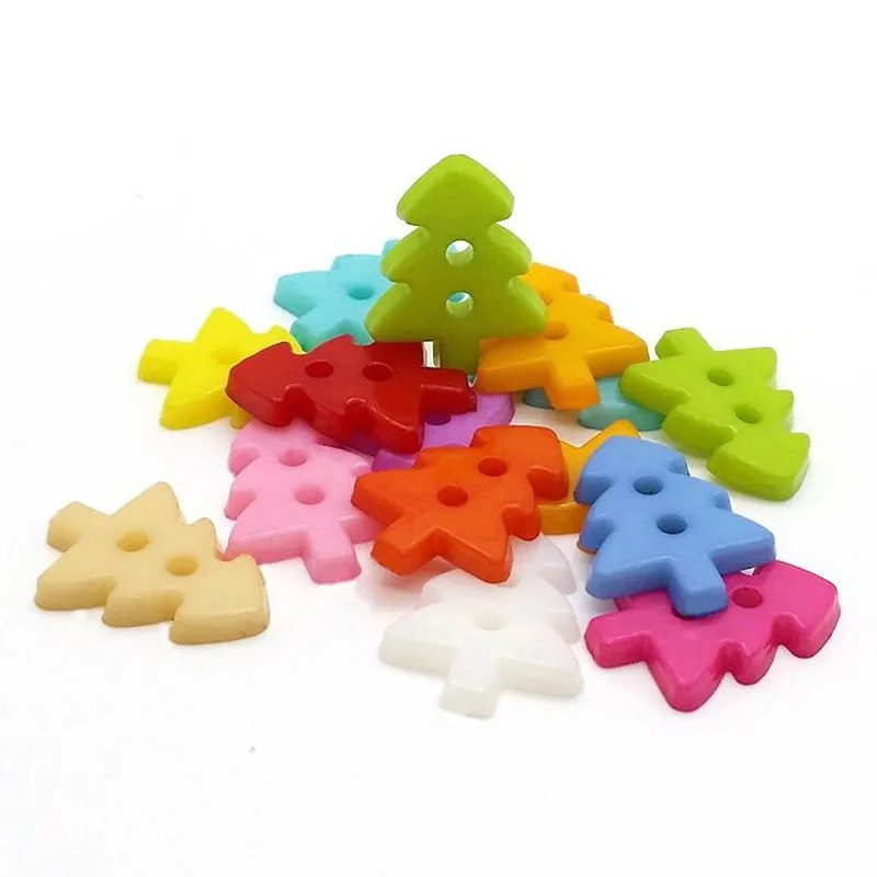

100Pcs 17*13mm 2 Holes Tree Mixed Resin Buttons Decorative Sewing Buttons Scrapbooking Crafts Sewing Accessories for Children