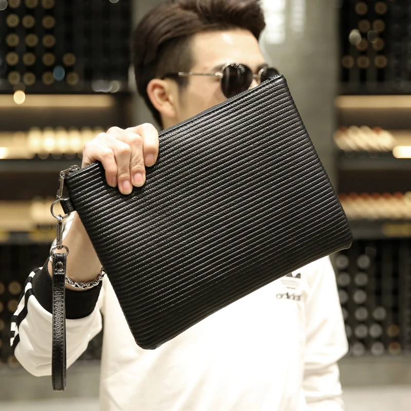 

new quality Hand bag men large capacity folder business handbag soft leather casual envelope bag handbag men's clutch bag