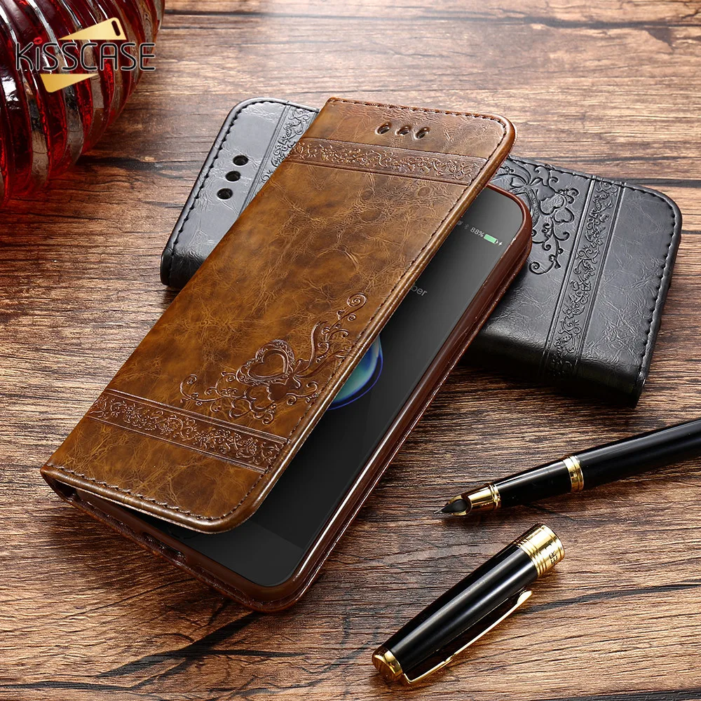

KISSCASE luxury Case For iPhone XS Max X XS XR 5 5S SE Phone Case Flip PU Leather Cover With Wallet Card Slots Stand Cover Funda
