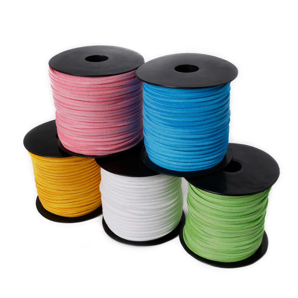 

2.8mm 100Yard Macrame Braided Faux Suede Cord Leather Lace DIY Handmade Beading Bracelet Jewelry Making Flat Thread String Rope