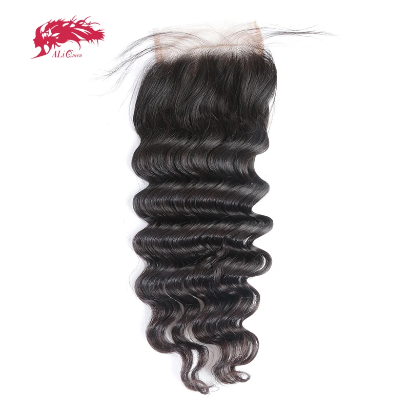 

Ali Queen Brazilian Loose Deep Lace Closure Virgin Hair 4*4 Swiss Lace with 130% density Free Shipping