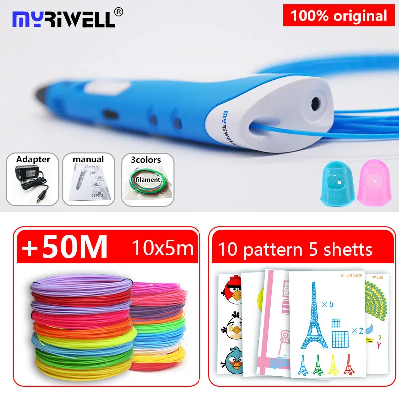 Myriwell 3 d ручка 3d ручки + 10*5 м abs накаливания pla 1 75 мм модели Smart печать Ручка лучший