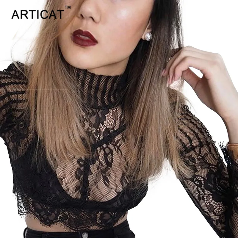 Aliexpress.com : Buy Articat Sexy Turtleneck Sheer Lace