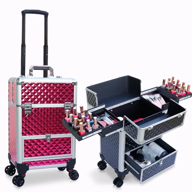 

Trolley cosmetic case,Roller cosmetic Luggage,Professional multi-layer suitcase,Beauty nail box,High-grade tattoo toolbox