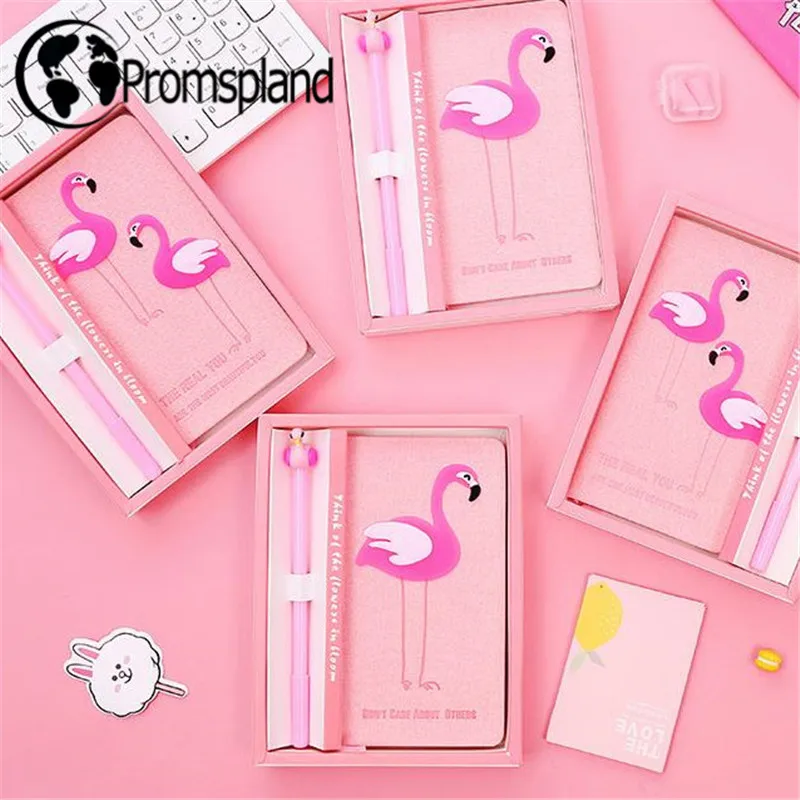 

2 Styles Flamingo Book Notes Classical Journey Books Gel Set Daily Students Gifts Pink Home/Office Supplies Stationery 19.5cm