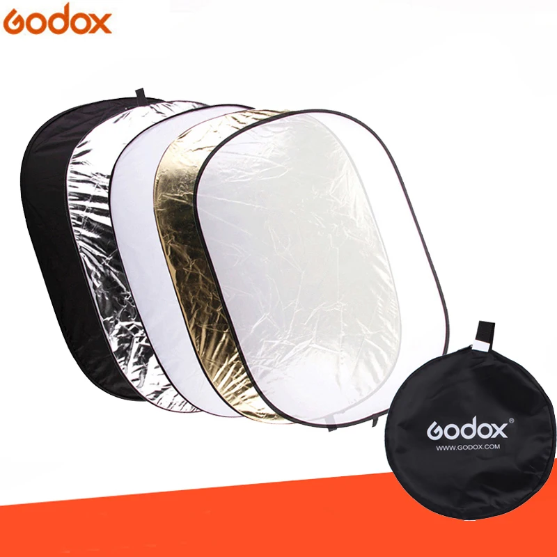 Круглый отражатель Godox 5 в 1 100*150 см складной рассеиватель для освещения черный