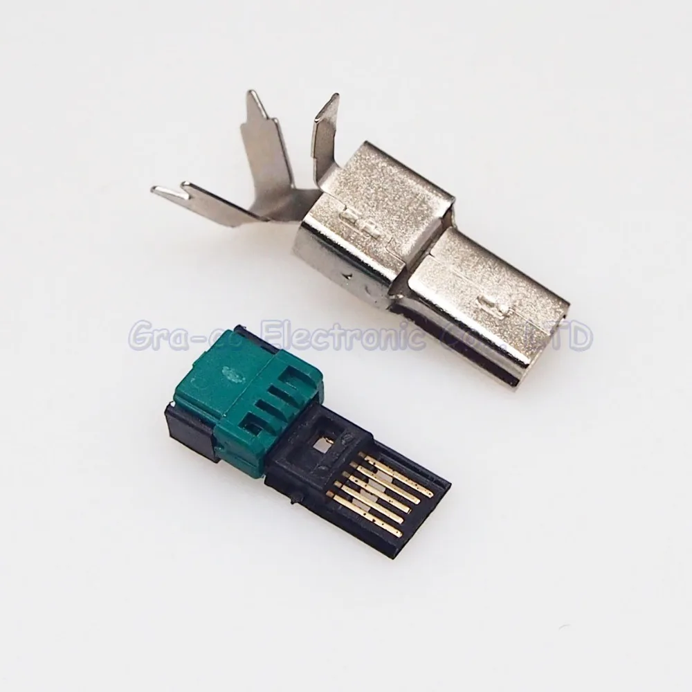 25 компл. 2 в 1 Мини USB штекер с металлическим корпусом оболочки Solderless MINI 5 P USB разъем