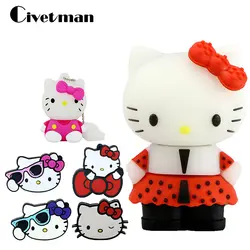 USB флешки 128 ГБ мультфильм животных кошка рисунок «Hello Kitty» Usb Flash Drive 64 ГБ накопитель 32 ГБ 16 ГБ 8 ГБ 4 ГБ U диск Memory Stick