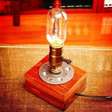 Деревянная настольная лампа Винтаж Настольная лампа с регулируемой яркостью 40 Вт лампочки Edison типа 110 v-220 v Спальня бар настольная лампа световой стол из светлого дерева
