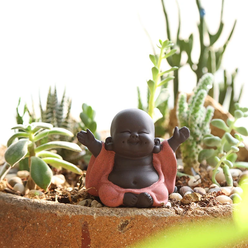 N tea Favor счастливый Майтрейя Будда чай домашнее животное Чайный домик украшения керамический домашний декор суккулентные растения Украшение 4 стиля для выбора