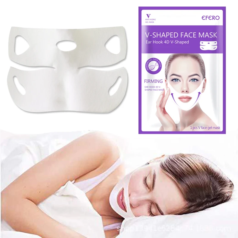 1 шт., 4D v-образная маска для лица, подтягивающая, тонкая маска для массажа, против морщин, двойной подбородок, тонкая маска, подвешивающая ухо, инструмент для ухода за лицом