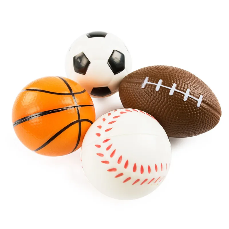 4pcs Sports Themed Mini Stress Balls Squeeze Foam for Anxiety Relief, Relaxation, Party Favor 