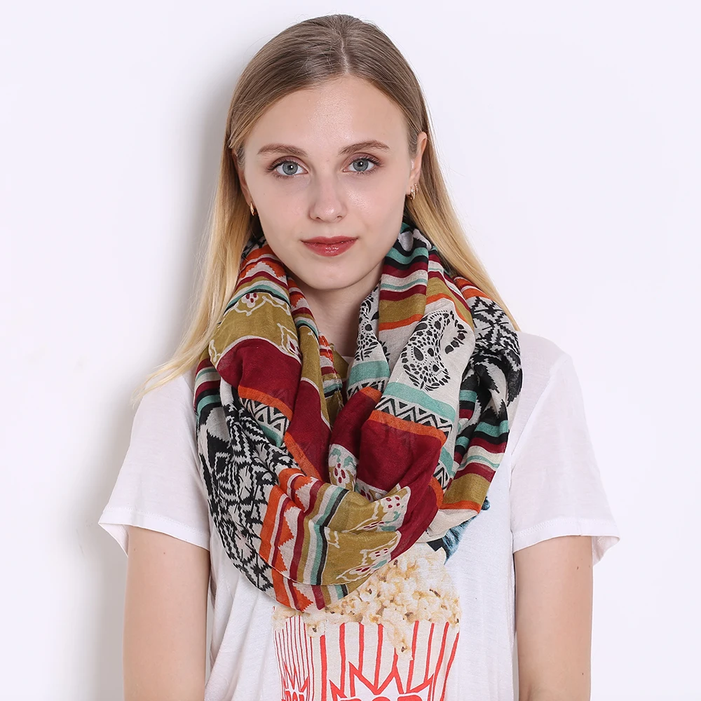 Stripe viscose scarf geometric infinity scarf paisley scarf for ladies