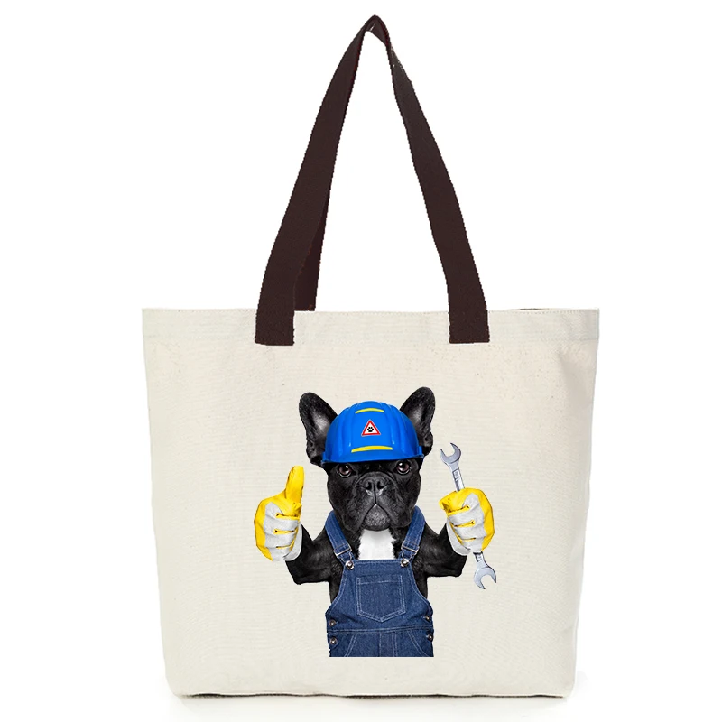 Origina cool dog series canvas custom tote bag customize eco bags diy logo shopping bag with logo  Dachshund Shepherd Dog Poodle (11)
