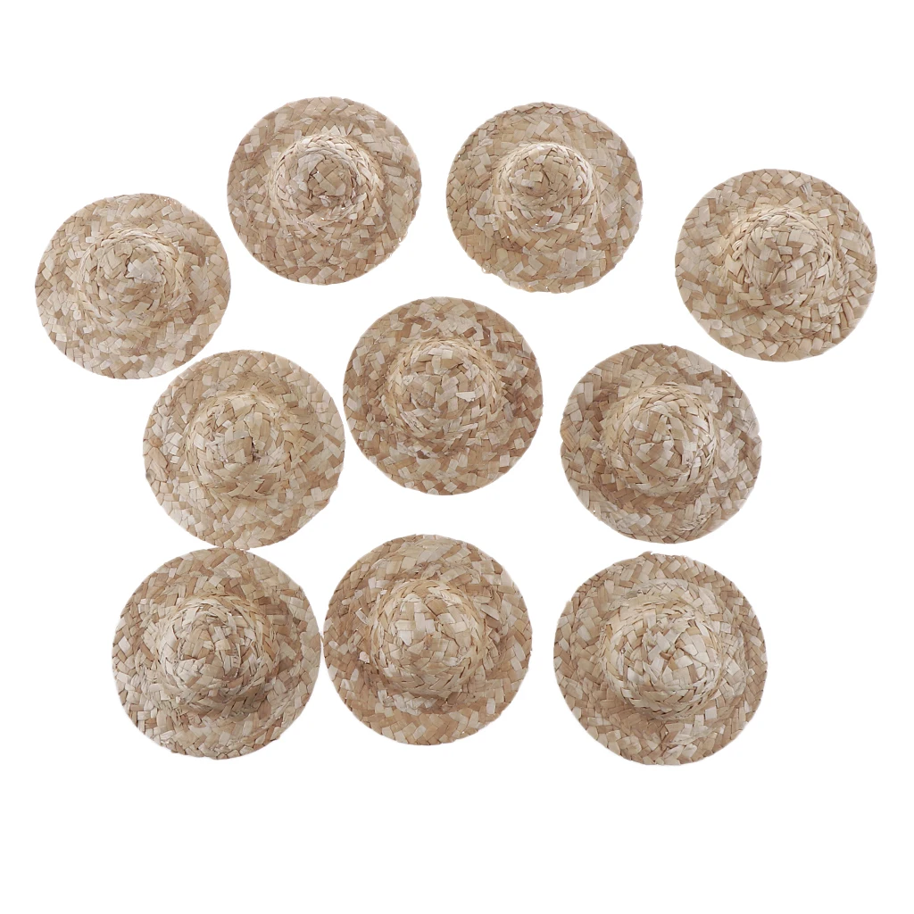 10 PCS Knitting Straw Bowler Doll Hat Cap Cotume Clothes Clothing Decoration Accessories for Dolls