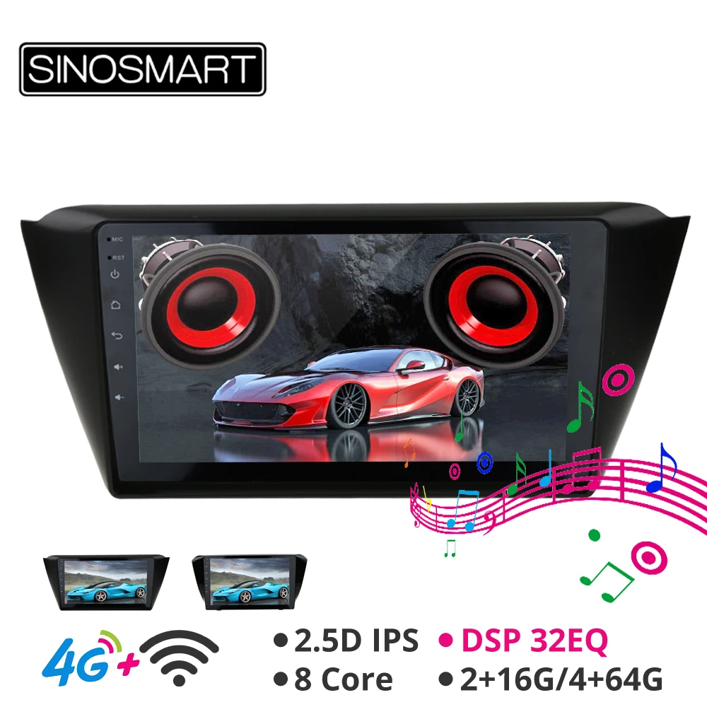 

Sinosmart Android 8.1 Car GPS Navigation Radio for Skoda Superb Fabia 2016 2din 2.5D IPS/QLED Screen