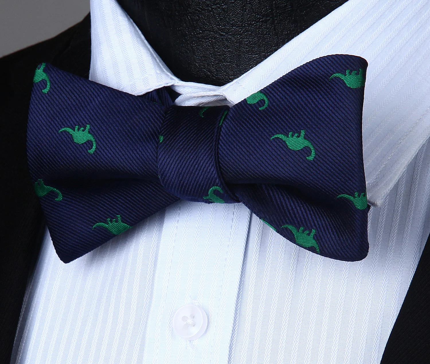  BGA08VS Navy Bule animal Bowtie Men Butterfly Silk Self Bow Tie handkerchief set