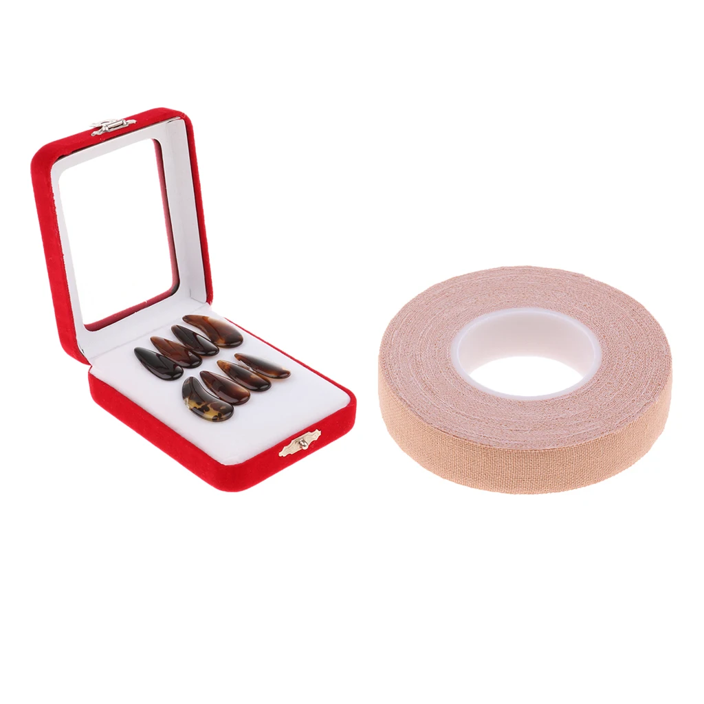 

5m Adhesive Tape Anti-allergy & 8pcs Guzheng Zither Koto Finger Picks Kit
