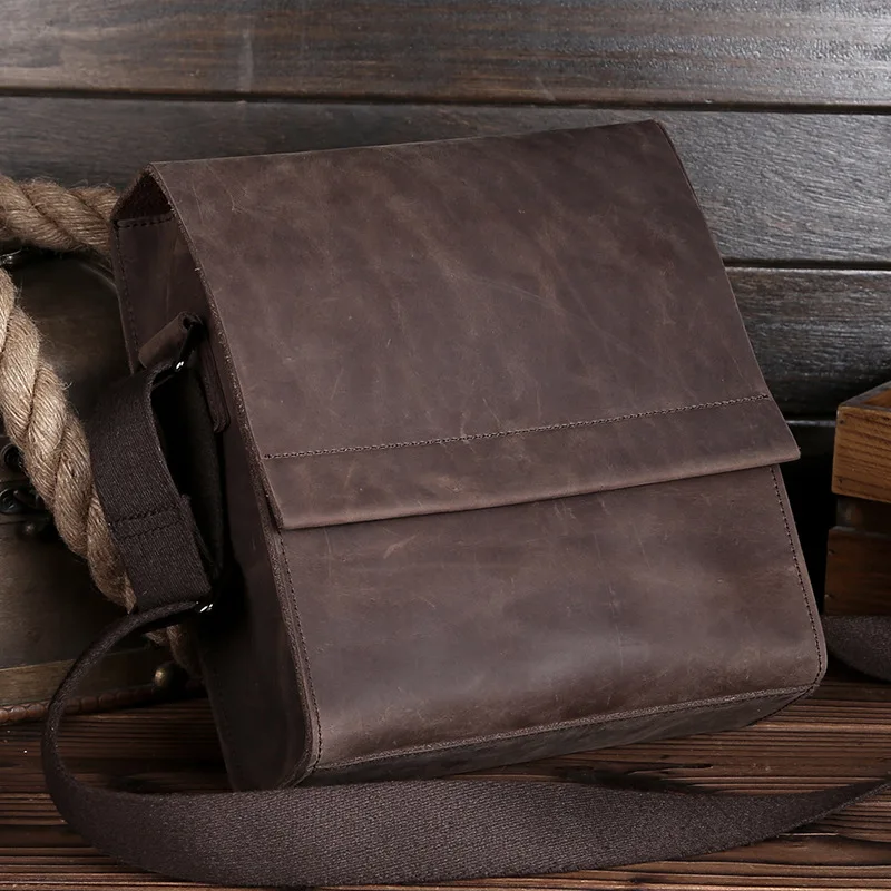 

YISHEN Fashion Simple Men Messenger Bags Crazy Horse Leather Male Ipad Bags Vintage Business Men Crossbody Shoulder Bags LS0219