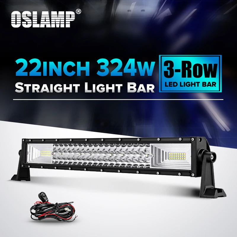 

Oslamp 324W 22" Straight LED Light Bar with Triple Row Led Chips 12V 24V Bright Led Work Light for Car SUV ATV RZR Truck PickUp