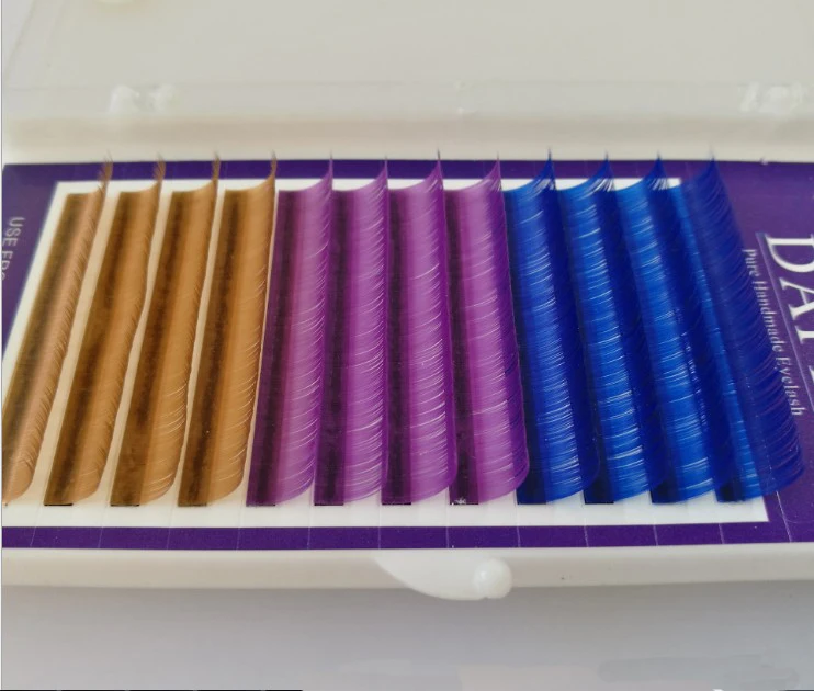 HBZGTLAD весь размерный ряд 0,07 мм 8/14 мм Ложные ресницы синий, золото, розовое золото, 3 вида цветов микс ресницы индивидуальные цветные ресницы для наращивания