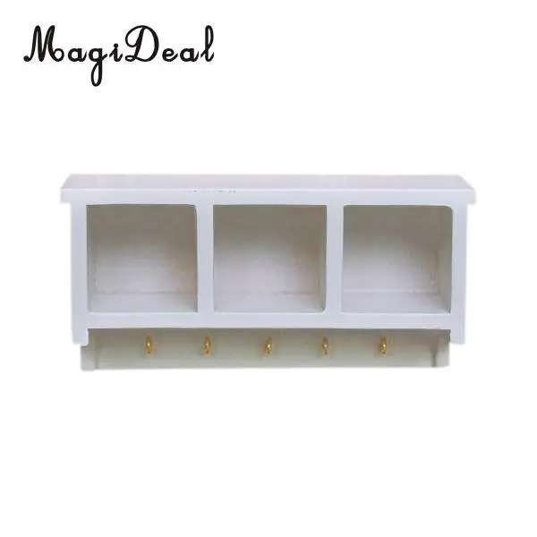 1:12 Scale Dolls house White Miniature Wood Kitchen Wall Rack Hanger Hooks Furniture Ornaments