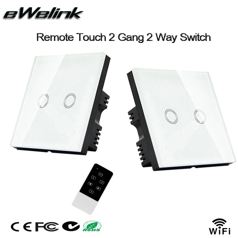 imágenes para Estándar de la ue 2 gang 2 way cristal touch panel rf433 + wifi control remoto conmutador a través broadlink rm pro/geeklink, casa inteligente imágenes para Estándar de la ue 2 gang 2 way cristal touch panel rf433 + wifi control remoto conmutador a través broadlink rm pro/geeklink, casa inteligente