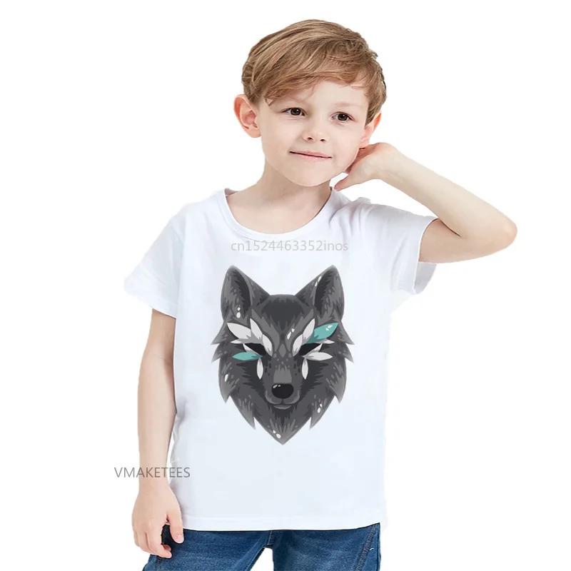 

2018 Summer Girls & Boys Short Sleeve T shirts The American Wolf Print T-shirt Baby Kids Cool Animal Casual Clothing,HKP5634