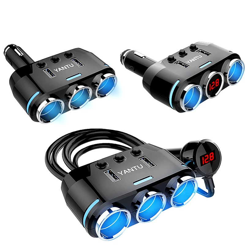 

12V-24V Car Cigarette Lighter Socket Splitter Plug Dual USB Charger Adapter 1A+2.1A Voltage Detection for bmw peugeot passat