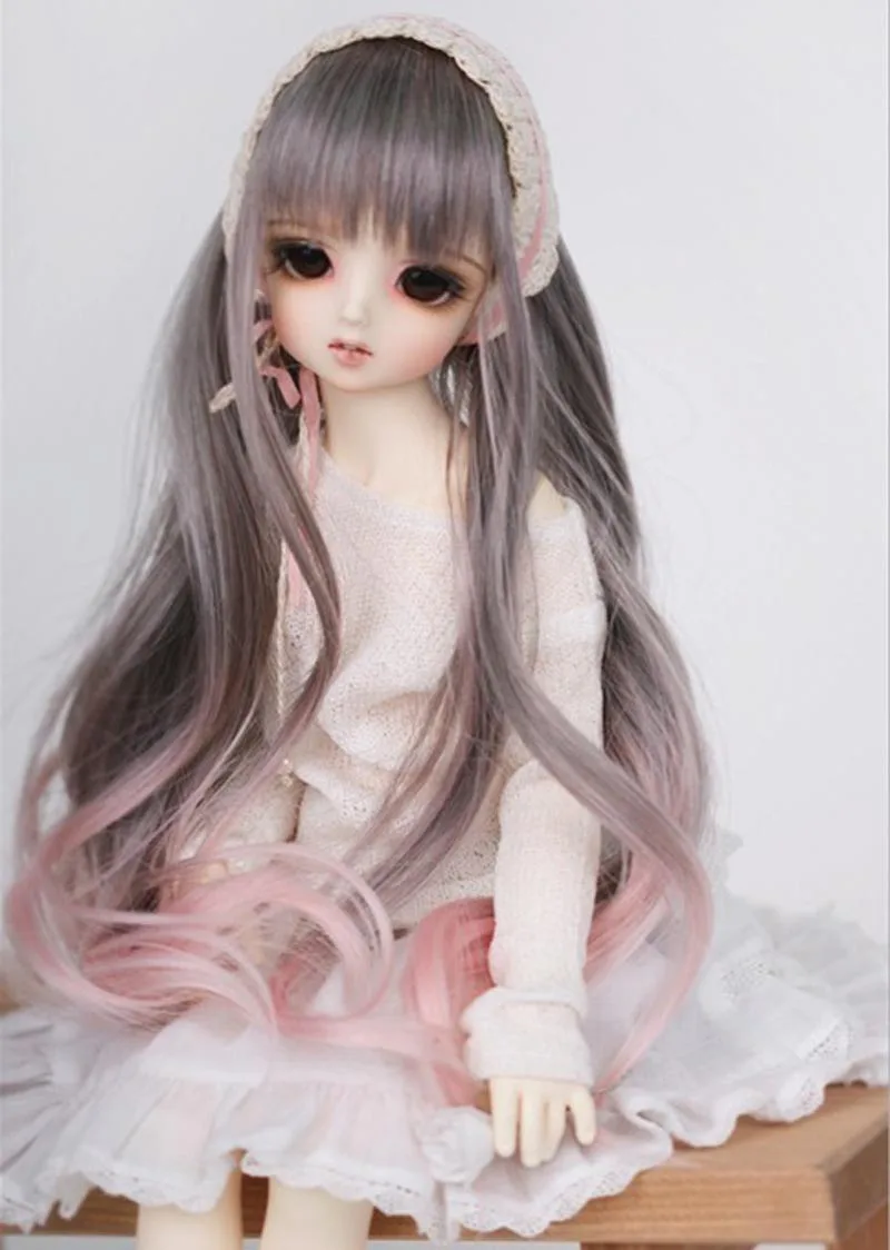ZORONENKE 1/3 1/4 1/6 Bjd SD кукла парик серый розовый цвета волнистые высокая температура