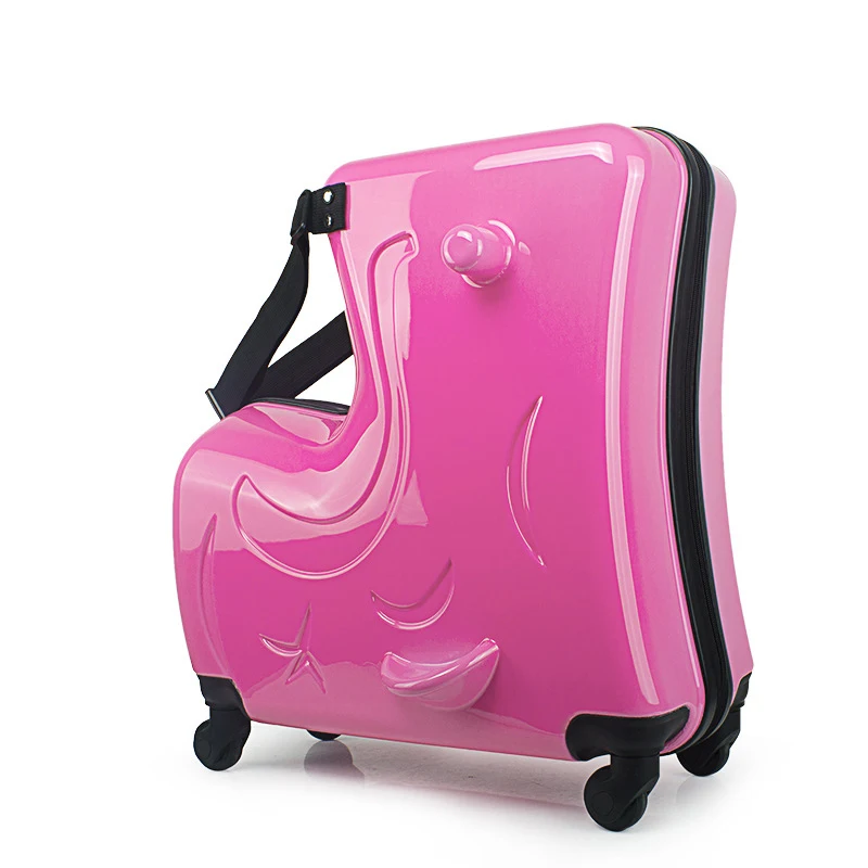Futchoy 20-Inch Children’S Travel Luggage，Wheeled Children’S Carry-On Luggage Can Ride On The Trolley-Style Luggage To Increase The Fun Of Children’S Journey-Pink 