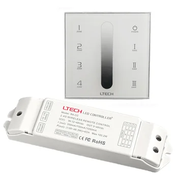 

New DX5 Led Dimmer 110V 220V High Voltage Glass Touch panel Wall Mount 2.4GHz RF+DMX512 4 Zone Dimming with R4-CC CC Receiver