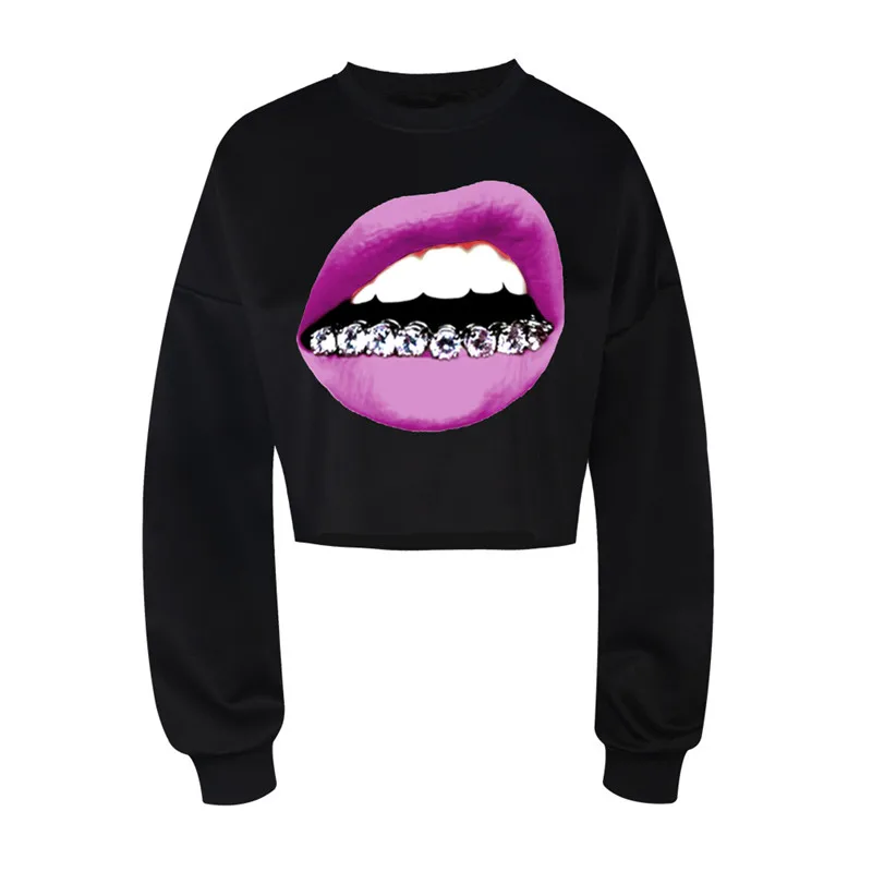 New Arrival Spring Sexy Purple Lip Print Sweatshirt Women Crop Top ... New Arrival Spring Sexy Purple Lip Print Sweatshirt Women Crop Top ...