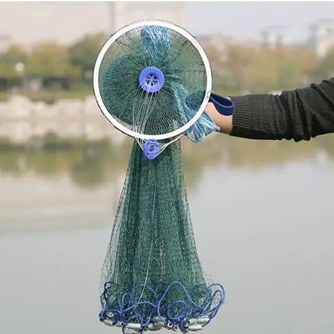 

Finefish Strong Green Multifilament Line Hand Throw Network Small Mesh USA Cast Nets Water Sports Catch Fishing Net With Ring