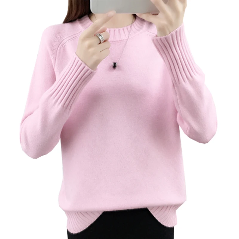 

2019 New Autumn Winter Solid Women Pullovers and Sweaters Long Sleeve O-Neck Bottoming Women Knitted Sweaters Sudadera Mujer