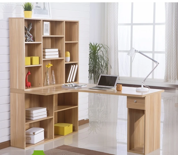 Corner Computer Desk Bookcase Desk Combination Minimalist Modern