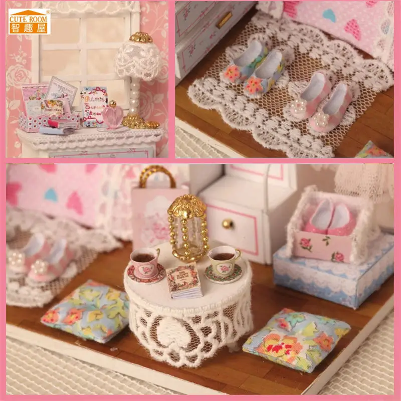 New Arrival Cuteroom DIY Wood Dollhouse Kit Miniature With Furniture Doll House Room Angel Dream Best Birthday Gift For Girls