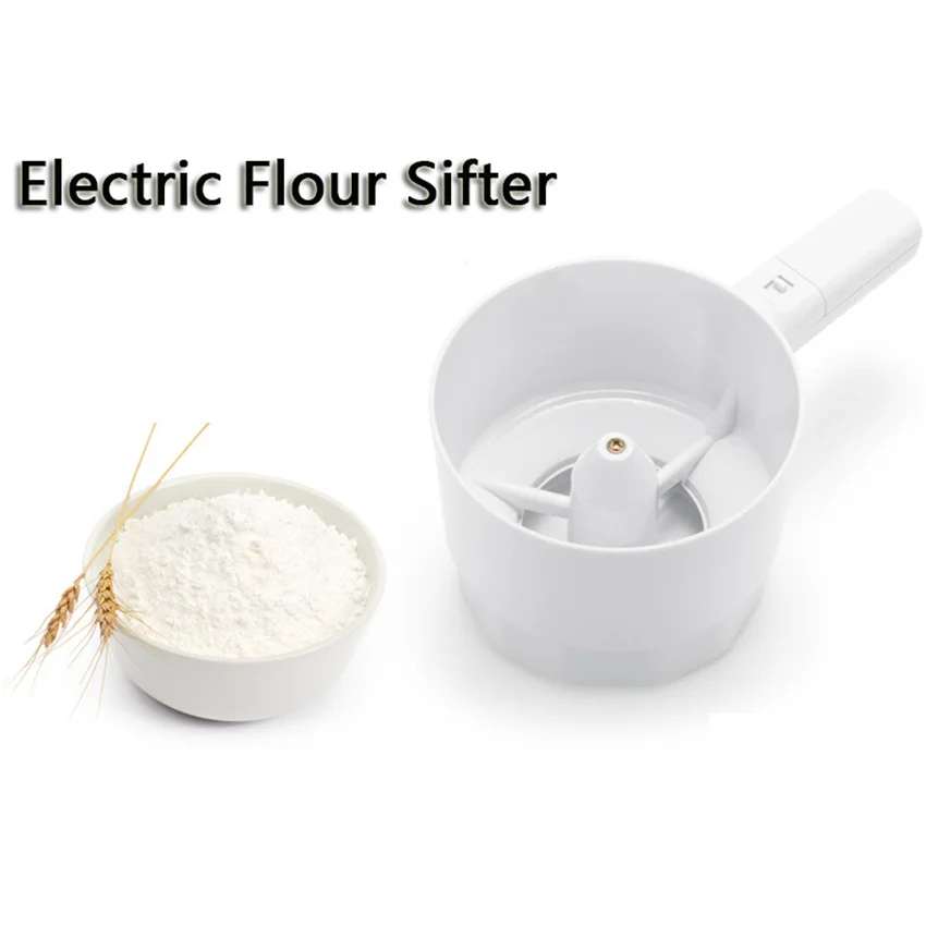 Пластиковый Электрический просеиватель муки шейкер белая пластиковая форма чашки механический ручной шейкер Мука сито кухонный инструмент для выпечки
