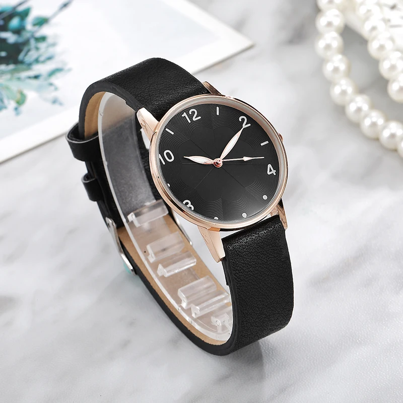 Buy New Fashion Women Watches Black PU Leather Band