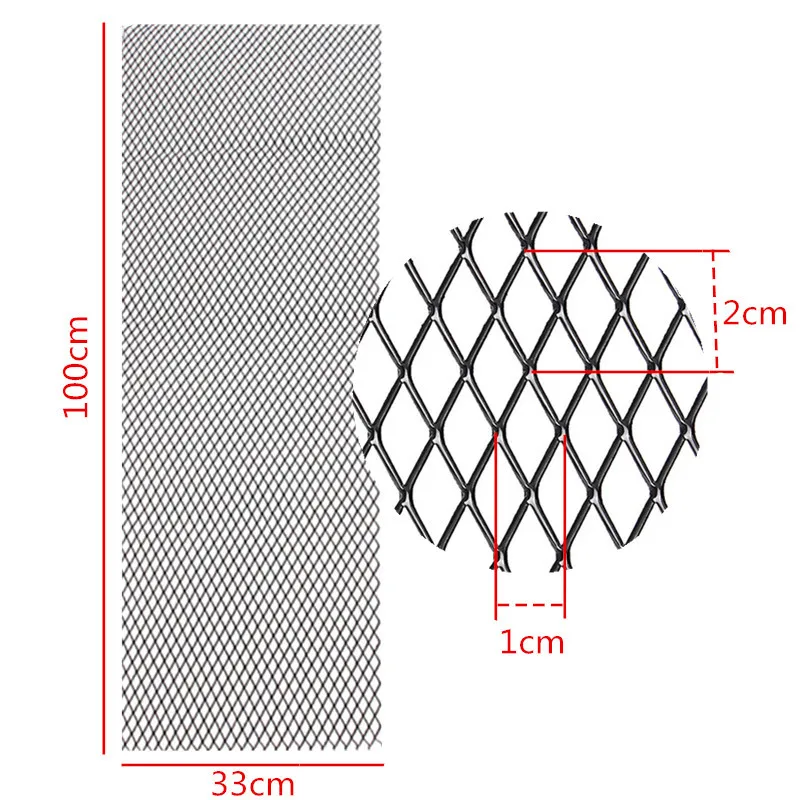 100 см x 33 см Универсальный черный/серебристый алюминий Гонки решетка сетка вентиляционное отверстие Тюнинг автомобиля гриль прочный мягкий автомобиль решетка сетка