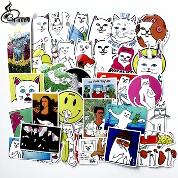 

50pcs/lot DIY Waterproof Stickers without repetition Middle Finger Cats Doodle stickers For Car Laptop Motorcycle Notebook