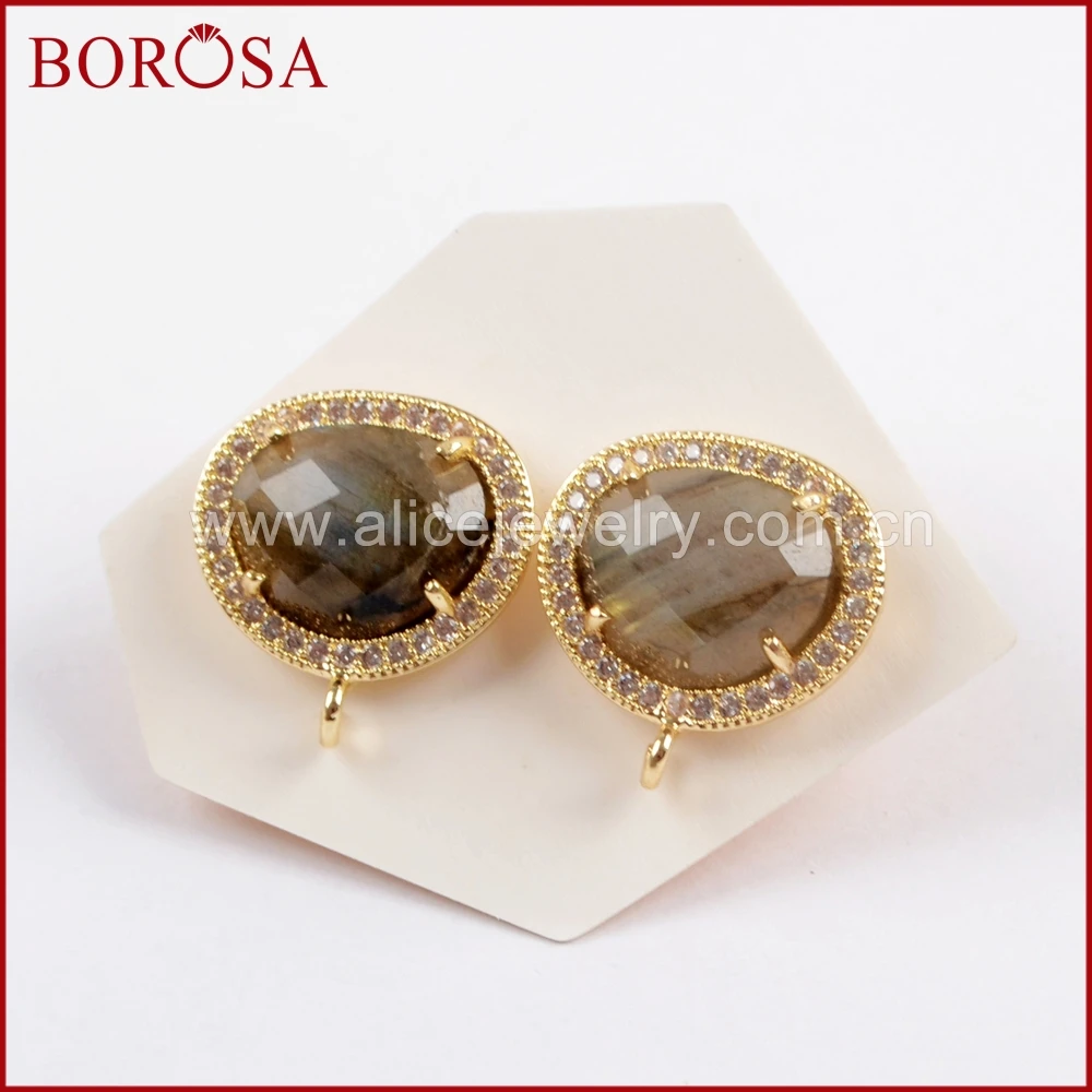 BOROSA 10 пар микро паве CZ Multi kind Faceted серьги гвоздики с драгоценными камнями находки