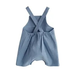 Летняя одежда на подтяжках для маленьких мальчиков и девочек, мягкая льняная одежда, короткие комбинезоны, sx1