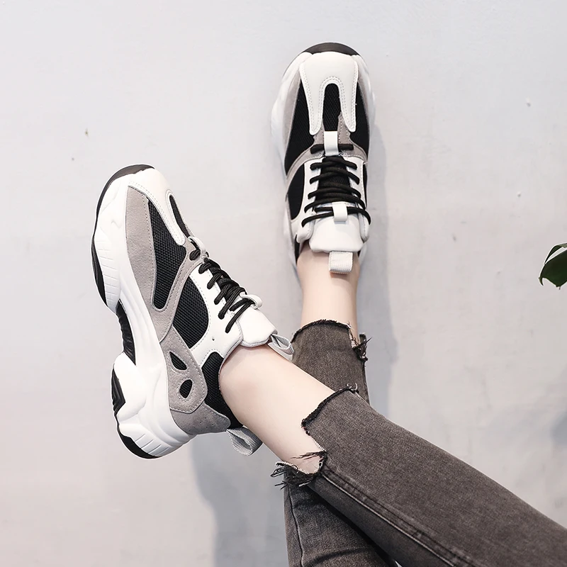 

Women Sneakers 2019 Fashion Casual Shoes Ladies Platform Sneakers Trainers Women Comfortable Breathable Thick Soled Female