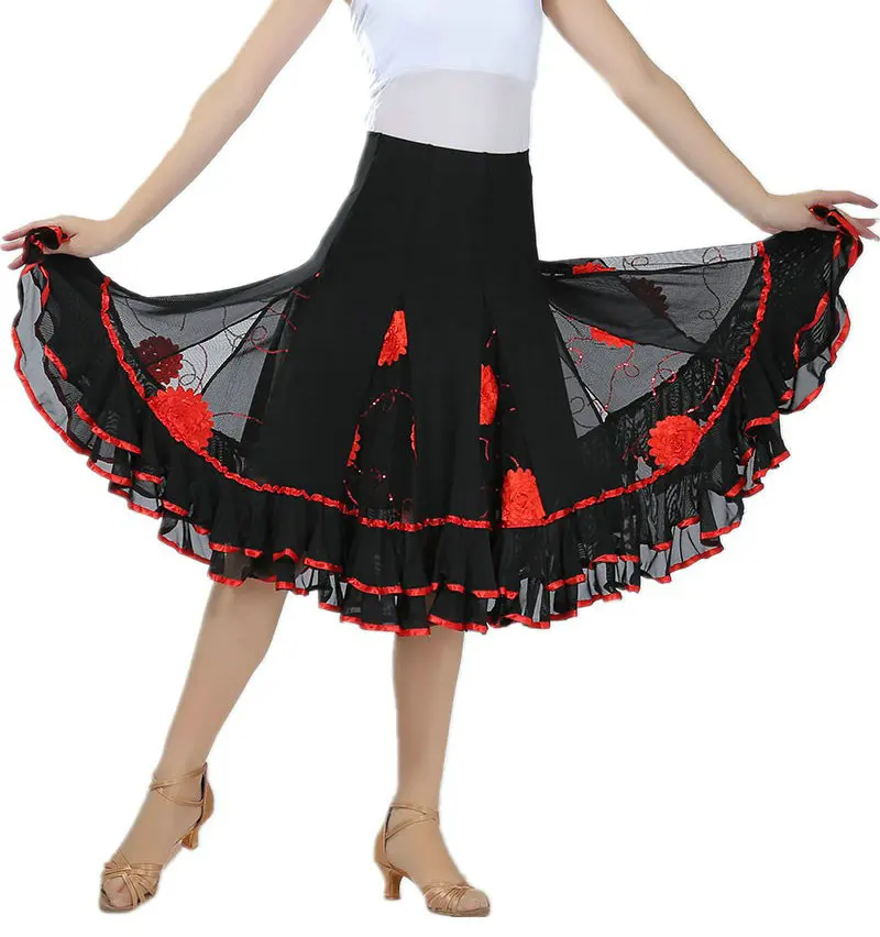 Kids Girls Latin Dance Costume Sequins Rumba Samba Dress Ballroom Dancewear White Fluffy Tutu Skirt I.410600396