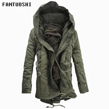 

2020 New Men Padded Parka Cotton Coat Winter Hooded Jacket Mens Fashion large size Coat Thick Warm Parkas Black army green 5XL