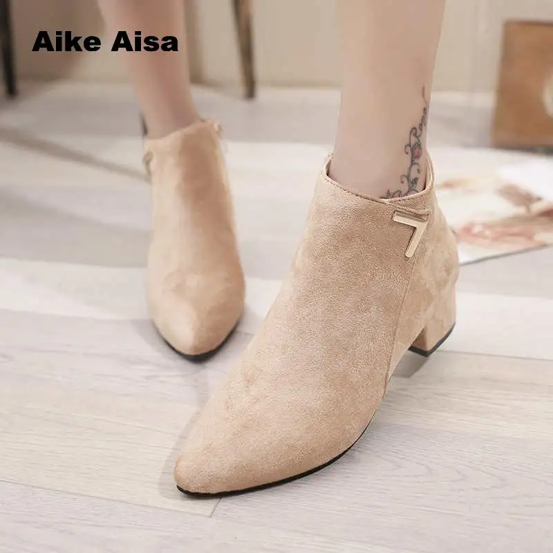 

2019 Winter Boots Women 2018 Black Ankle For Women Thick Heel Slip On Ladies Shoes Martin Bota Feminina High Botas De Mujer